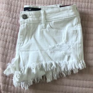 Hollister White Frayed Cutoffs